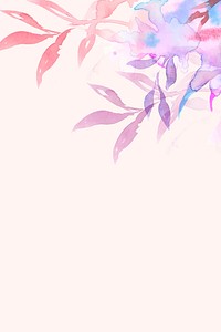 Spring floral border background vector in pink with leaf watercolor illustration