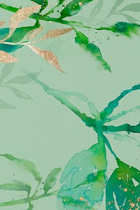 Green watercolor leaf background aesthetic spring season