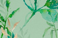 Green watercolor leaf background vector aesthetic spring season