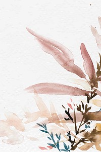 Autumn floral border background vector in white with leaf watercolor illustration