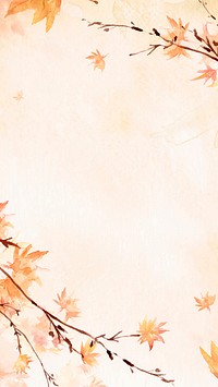 Maple leaf border background vector in orange watercolor autumn season