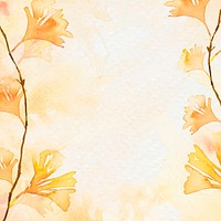 Gingko leaf border background vector in orange watercolor autumn season