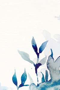 Blue watercolor leaf background vector aesthetic winter season