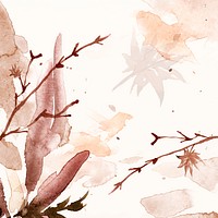 Autumn floral watercolor background vector in brown with leaf illustration
