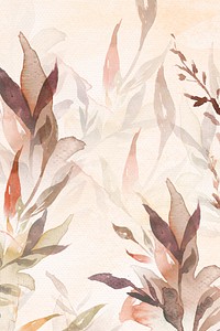 Autumn floral watercolor background in brown with leaf illustration