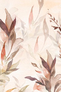 Autumn floral watercolor background vector in brown with leaf illustration