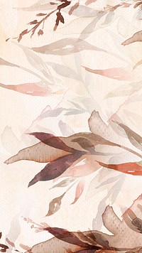 Autumn floral watercolor background in brown with leaf illustration