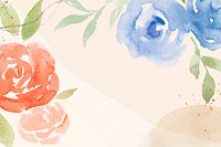 Orange rose frame background vector spring watercolor illustration
