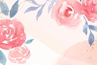 Pink rose frame background vector spring watercolor illustration