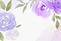 Purple rose frame background spring watercolor illustration