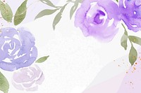 Purple rose frame background vector spring watercolor illustration