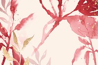 Pink watercolor leaf background vector aesthetic spring season