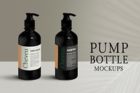 Pump bottle mockup, blank psd product packaging design