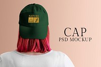 Baseball cap mockup, gold logo design unisex apparel psd