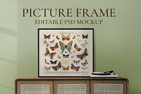 Square photo frame mockup, realistic wall home decor psd