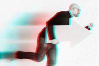Anaglyph effect on man with arrow