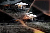 Cabin at night with prism lens effect