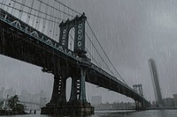 Brooklyn bridge on a rainy day