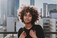 Beautiful woman urban portrait in the city