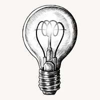 Light bulb drawing, vintage illustration  psd