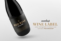 Wine label mockup psd, editable bottle design 