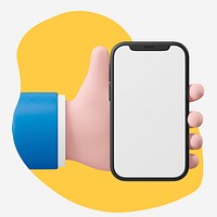 3D phone screen blob shape badge, marketing business photo