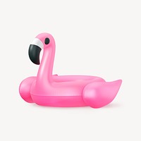 3D flamingo balloon collage element, summer design psd