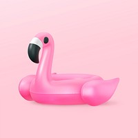3D flamingo balloon collage element, summer design psd