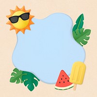 Summer frame, 3D tropical vacation psd