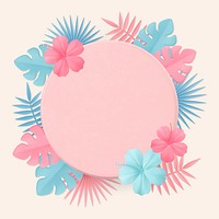 3D summer frame, pastel flowers psd