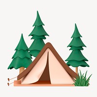 3D tent collage element, camping design psd