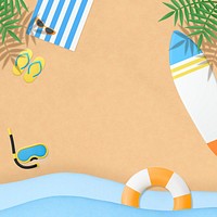 Summer vacation background, 3D aesthetic beach psd