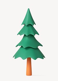 3D pine tree collage element, nature design psd