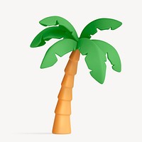 3D coconut tree collage element, tropical design psd