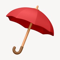 3D red umbrella collage element, protection design psd