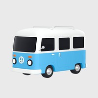 3D van collage element, transport design psd