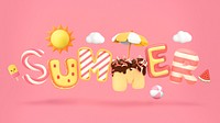 Summer  3D collage element, dessert design psd