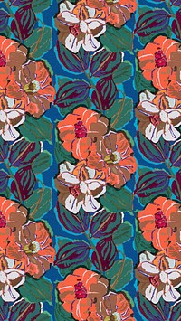 Exotic flower mobile wallpaper, vintage pattern, art deco HD background