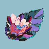 Flower motif sticker, aesthetic botanical vector
