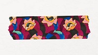 Red flower washi tape sticker, vintage art deco vector