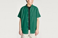Men's green t-shirt, casual fashion with blank design space