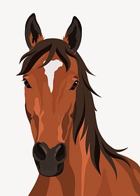 Horse face, animal illustration vector