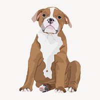 Pitbull dog illustration, cute animal psd