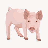 Cute piglet illustration, farm animal vector