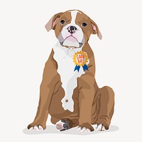 Pitbull dog wearing good boy award badge illustration vector