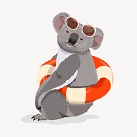 Koala on summer vacation, Australian animal illustration clipart vector