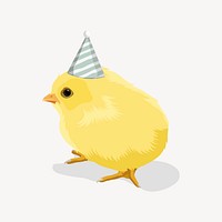 Baby chick in party hat illustration psd