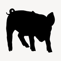 Pig silhouette, farm animal psd