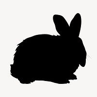 Rabbit silhouette, pet bunny, black outline psd