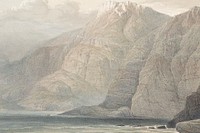 David Roberts' mountain background,  vintage artwork remixed by rawpixel